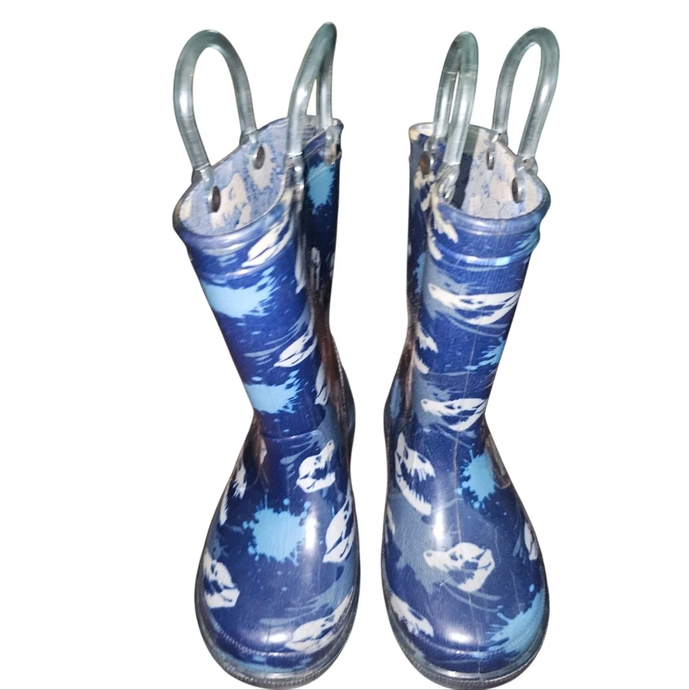 Zoogs Blue Dinosaur Print Rain Boots